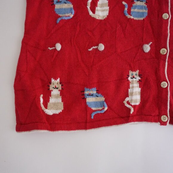 Vintage CJ Banks Hand-Embroidered Cat Button Cardigan Whimsical Kitschcore 3X - Picture 5 of 11